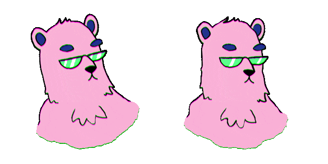 Pink Bear in Glasses Animated Cursor