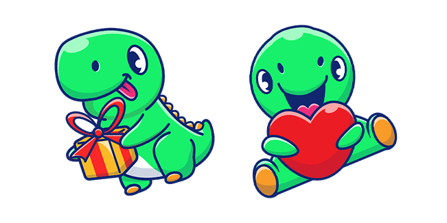 Cute Baby Dinosaur with Gift & Baby Dinosaur with Heart Cursor