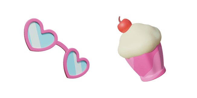 Pink Party Glasses & Cupcake 3D Cursor