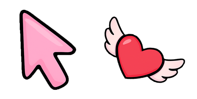 Lovecore Heart with Wings & Pink Arrow Cursor