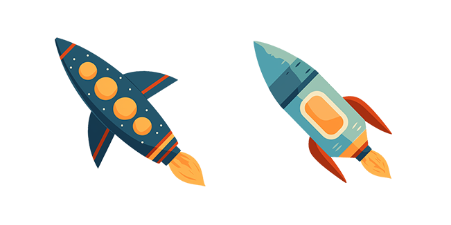 Space Rockets Cartoon Style Cursor
