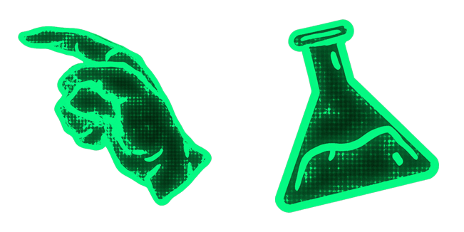 Neon Green Hologram Hand & Lab Flask Cursor