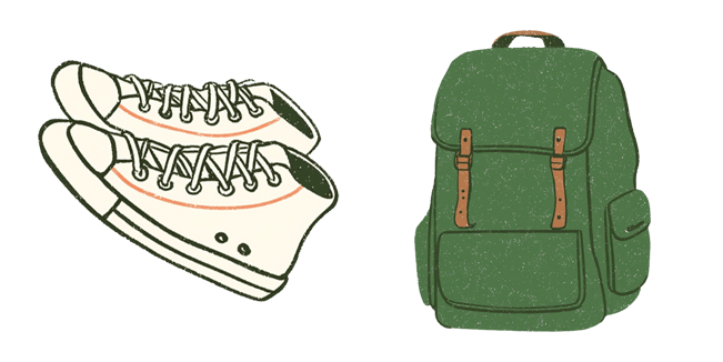 Canvas Sneakers & Green Backpack Cursor
