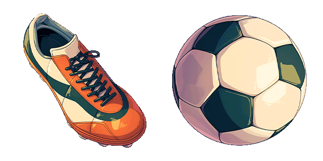 Orange Football Boots & Ball Animated Cursor