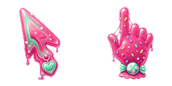 Candy Slime Arrow & Sweet Hand Pixel Cursor