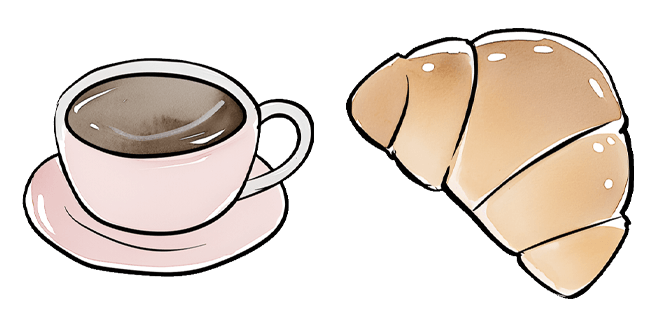 Coffee & Croissant Watercolor Cursor