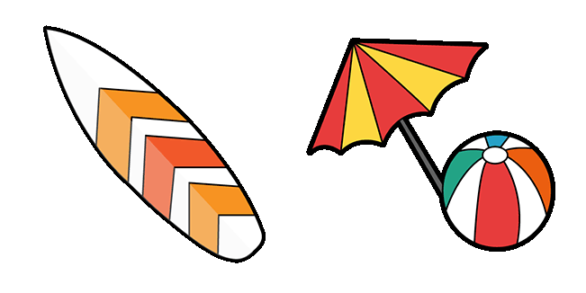Beach Vibes Sun Umbrella & Surfboard Cursor