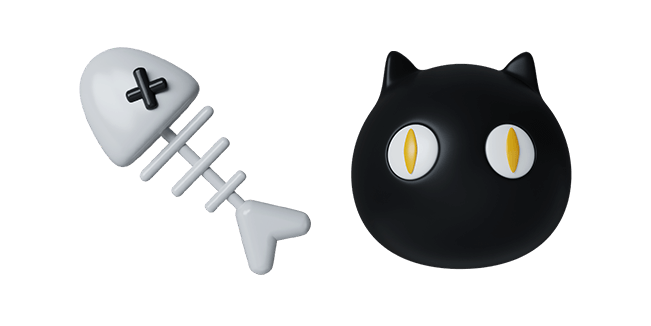 White Fishbone & Black Cat 3D Cursor