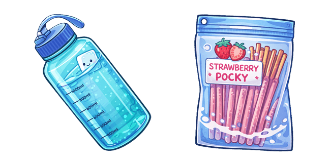 Kawaii Water Bottle & Pocky Snack Sticks Cursor