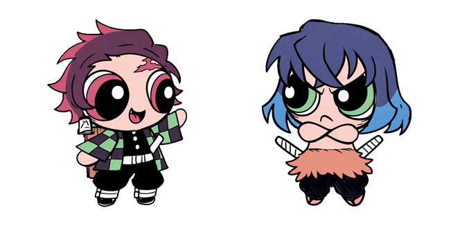 Demon Slayer x The Powerpuff Girls Tanjiro & Inosuke Cursor