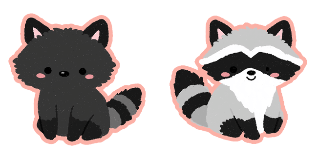 Kawaii Black & Grey Raccoon Duo Cursor