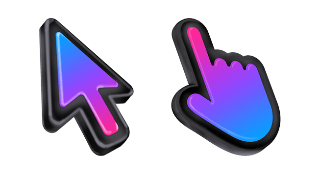 3D Blue & Pink Black Stroke Mac Cursor