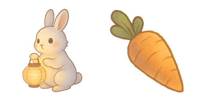 Cute Bunny with Lantern & Carrot Cursor