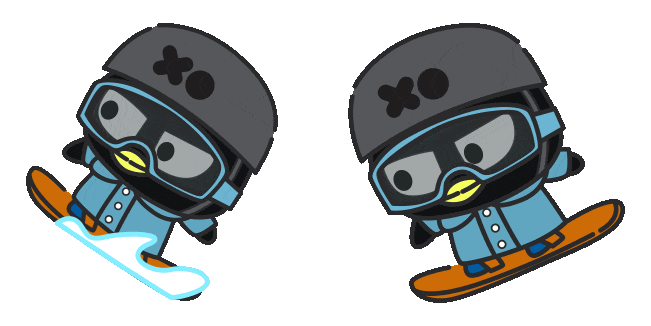 Sanrio Badtz-Maru Snowboarding Animated Cursor