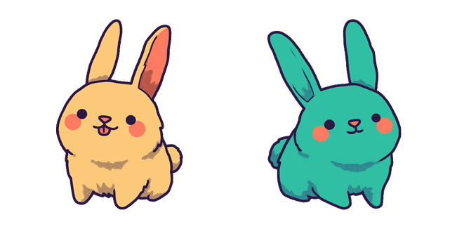 Chibi Beige & Green Bunny Duo Cursor