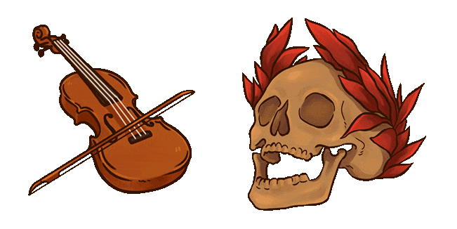 Dark Academia Violin & Skull Animated Cursor