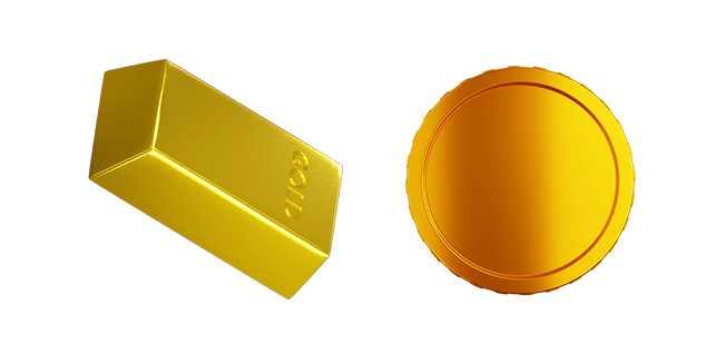 Gold Bar & Gold Coin 3D Cursor