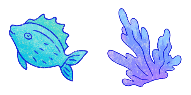 Blue Tropical Fish & Purple Coral Cursor