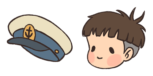 Ponyo Sosuke & Captain's Cap Cute Cursor