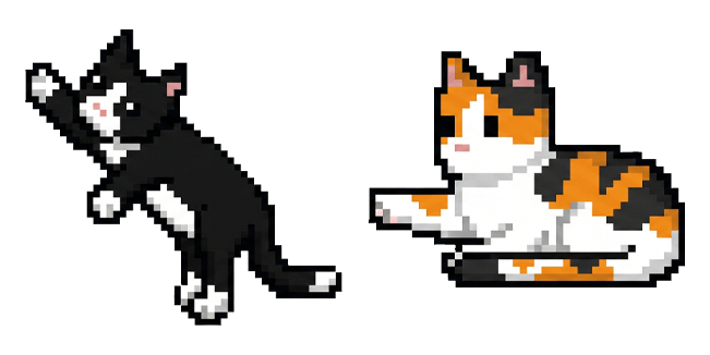 Pixel Tuxedo Cat & Calico Cat Cursor