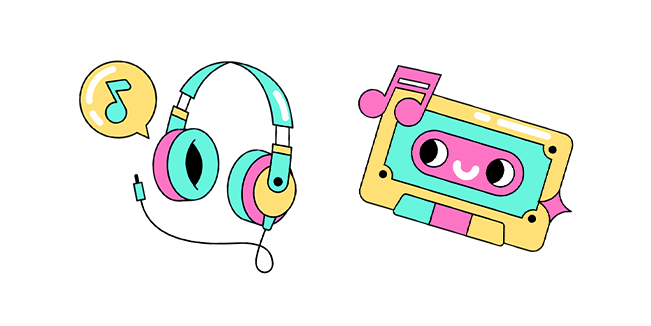 Vintage Headphones & Cassette Cursor