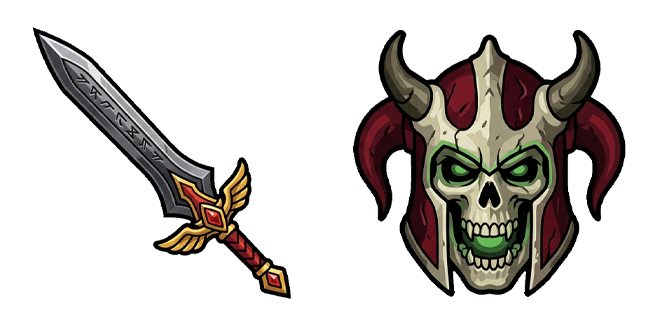 Dark Fantasy Demon Skull & Hero Sword Cursor