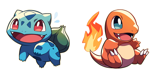 Pokemon Kawaii Bulbasaur & Charmander Cursor