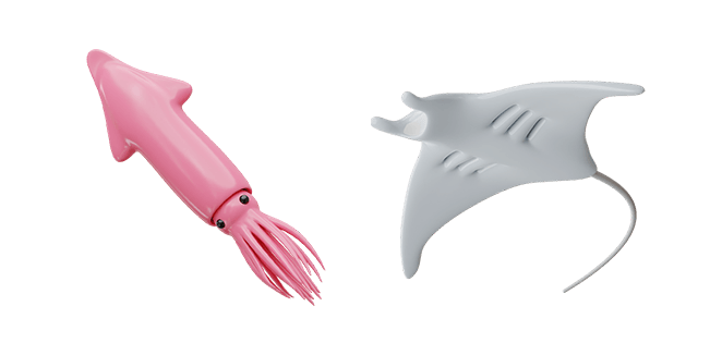 Pink Squid & White Manta Ray 3D Cursor