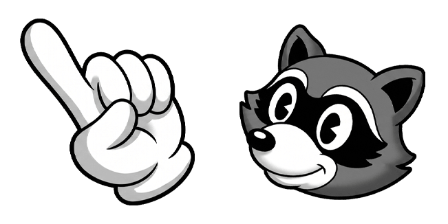 Vintage Cartoon Raccoon & Glove Hand Cursor