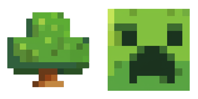 Minecraft Tree & Creeper Face Cursor