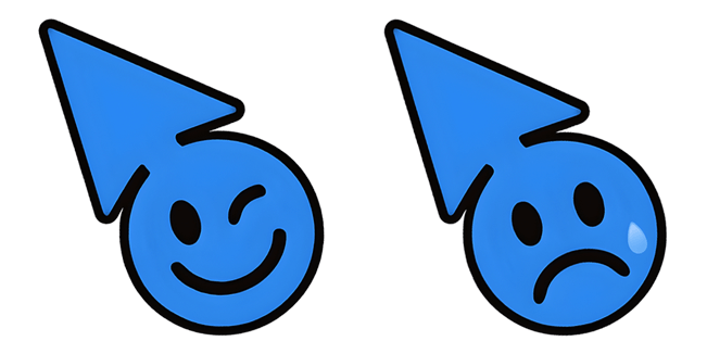 Regular Blue Arrow Happy & Sad Smile Cursor