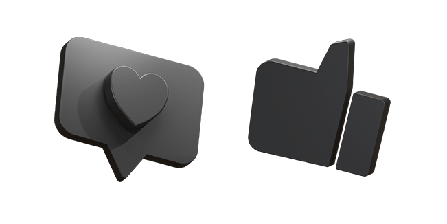 Deep Black Like & Thumb Up 3D Cursor