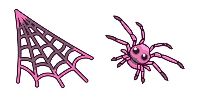 Pink Cute Spider & Web Cursor
