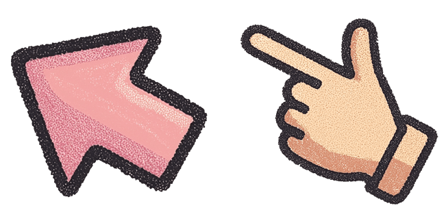 Grainy Pink Arrow & Hand Cursor