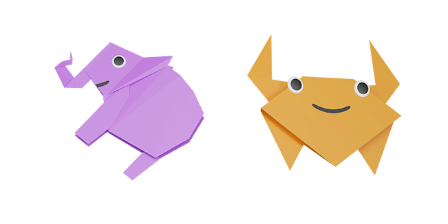 Paper Elephant & Crab 3D Cursor
