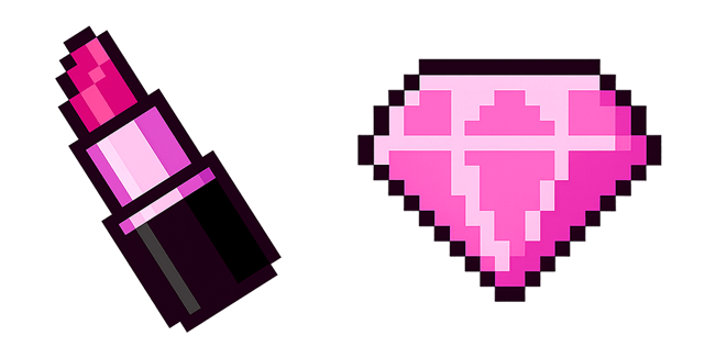 Pink Lipstick & Diamond Pixel Cursor