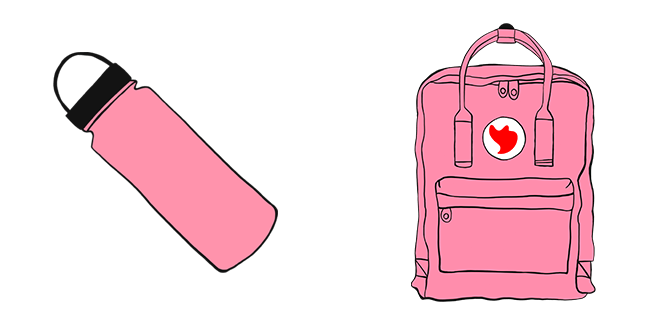 VSCO Girl Pink Hydro Flask & Kanken Backpack Cursor