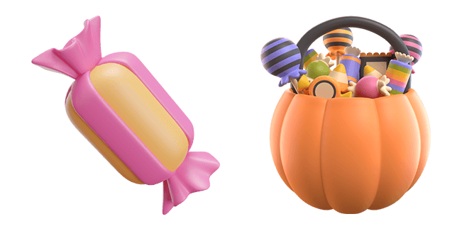 Halloween Candy & Pumpkin Bag 3D Cursor