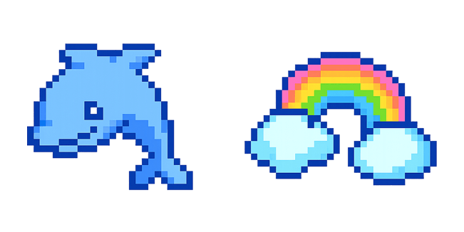 Dolphin & Rainbow Pixel Cursor