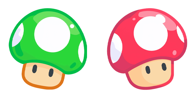 Super Mario Green & Red Mushrooms Cursor