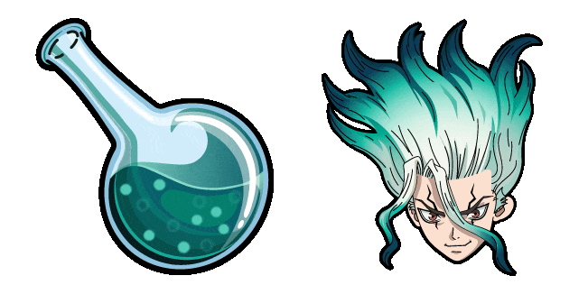 Dr. Stone Senku Ishigami & Chemical Flask Animated Cursor