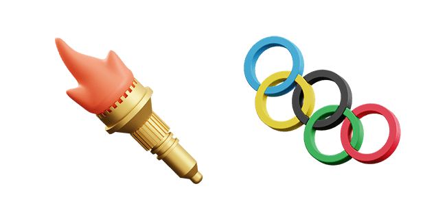 Olympic Flame & Olympic Logo 3D Cursor