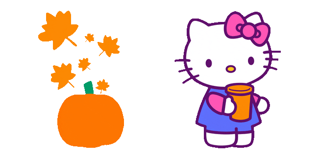 Fall Hello Kitty & Falling Leaves Animated Cursor