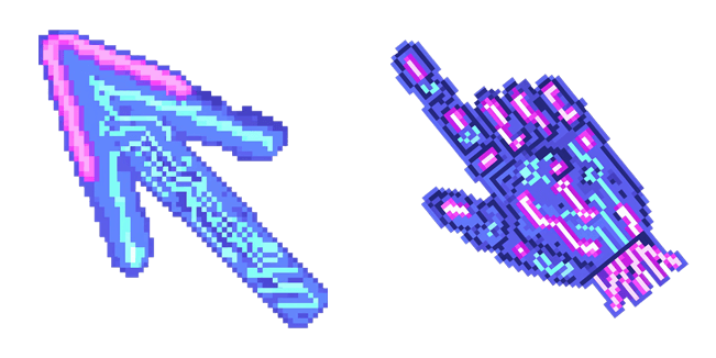Retro Arcade Neon Pixel Arrow & Hand Cursor