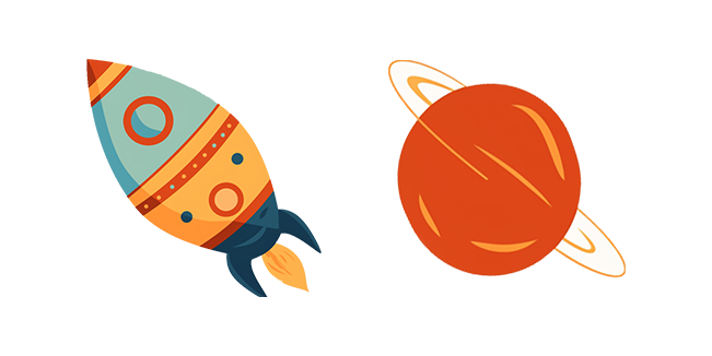 Space Rocket & Orange Planet Cursor