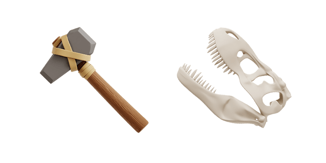 Stone Age Axe & Dinosaur Skull 3D Cursor
