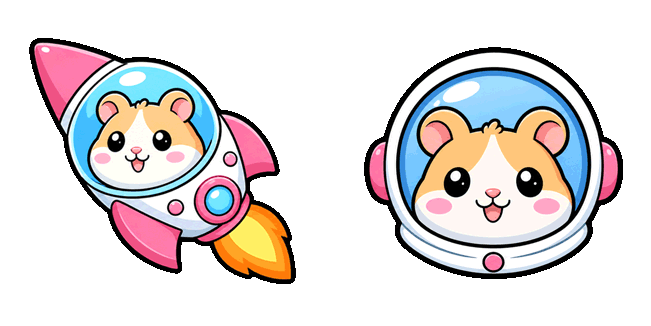 Cute Bubblegum Space Hamster Animated Cursor