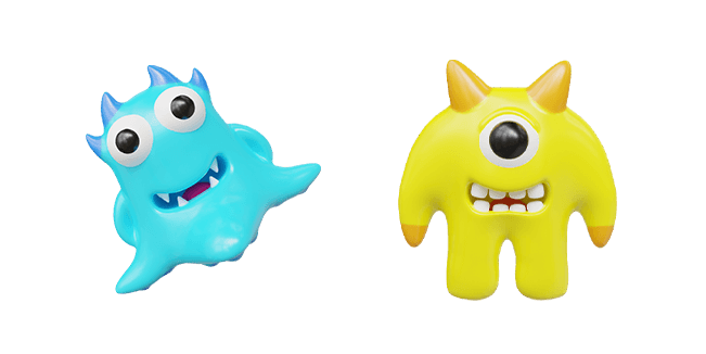 Cute Blue & Yellow Monster 3D Cursor