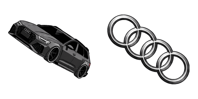 Dark Grey Audi Car & Silver Logo Cursor