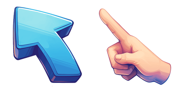 Blue Curved Arrow & Hand Cursor